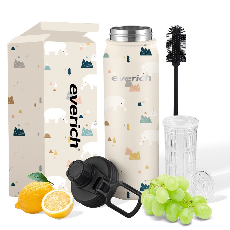 Everich Double Wall Insulation Sports Water Bottle with Tea Infuser for Home Office School – Vacuum Flask and Stainless Steel Water Bottle price