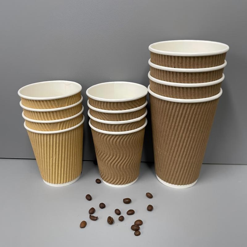 Factory Price Biodegradable Disposable Coffee Ripple Wall Paper Cup Paper Coffee Cups with Lids – Paper Coffee Cups with Lids and Ripple Wall Paper Cup price