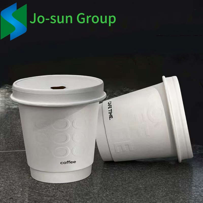Jo-Sun Disposable Biodegradable Insulated Double Walled Hot Drink Paper Coffee Cup with Lids – Disposable Cup and Insulation Disposable 8oz Ripple Wall Paper Cup price