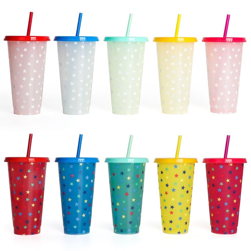 New Single-Wall Plastic Color-Changing Cup Beverage Fruit Tea Cup with Straw – Plastic Cup and Plastic Mug price