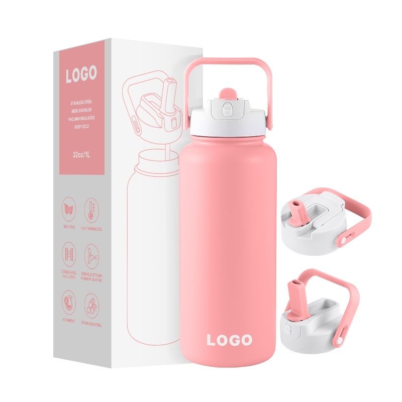 OEM/ODM 304 Double-Wall Vacuum Insulation Free SIP Water Bottle with Detachable Straw Cap with Wide Handle for Easy Carry – Vacuum Insulated Water Bottle and Stainless Steel Water Bottle price