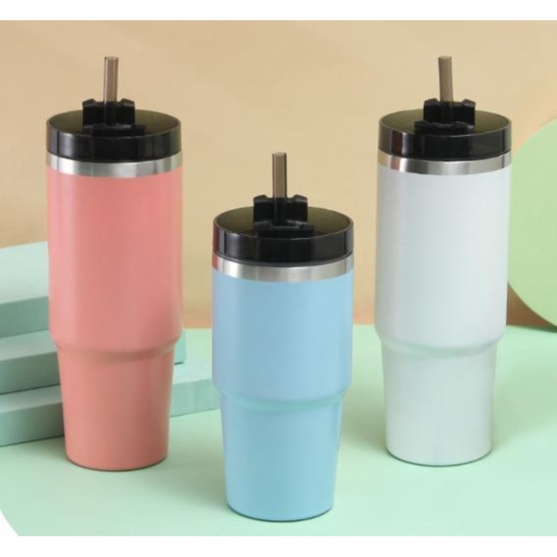 Premium Quality Double Wall Stainless Steel Vacuum Insulated Travel Coffee Mug Flask with Metal Straw 30oz Tumbler – Water Bottles and Hot Water Bottle price