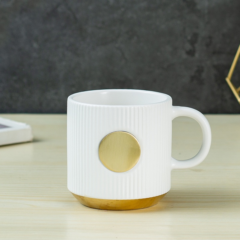 White Ceramic Mugs with Striped Copper Emblem – Mugs and Mug with Medal price