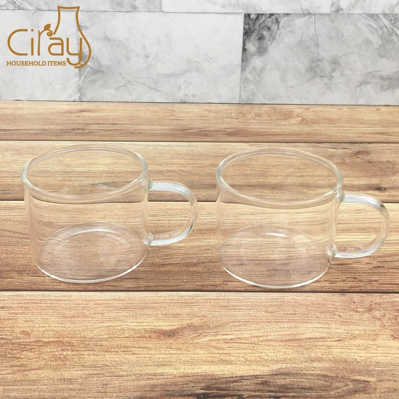 Clear Round Handmade High Borosilicate Glass Tea Cup with handle – Glass Cup and Cup price