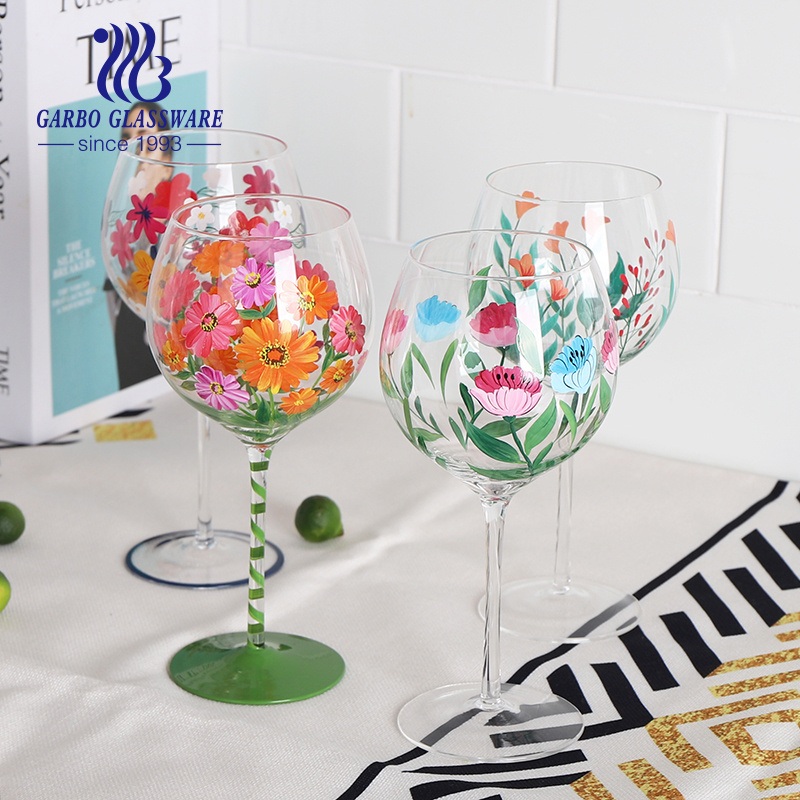 Manufacturer Balloon Gin Glass Customized Large Volume Goblet with Hand Painting Flower on Glass for Wine Cocktail Service for American and European Market – Glass Cup and Glass Tumbler price