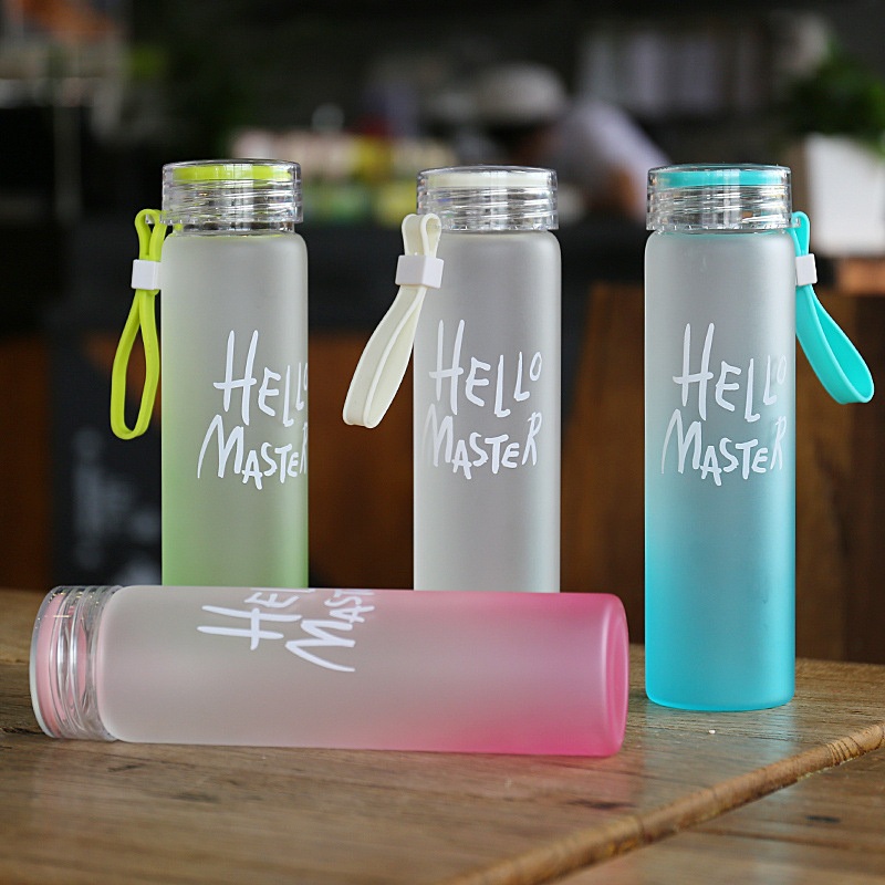 Personalised Designer Colorful Glass Water Bottles Portable Gradient BPA Free Frosted Borosilicate Glass Water Bottle – Glass Water Bottle and Glass Bottle price
