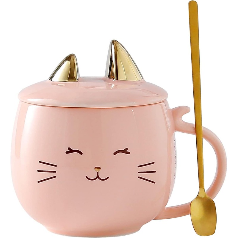 Pink Ceramic Cat Mug Cute Porcelain Coffee Tea Animal Cups with Spoon – Ceramic Cup and Wine Cup price