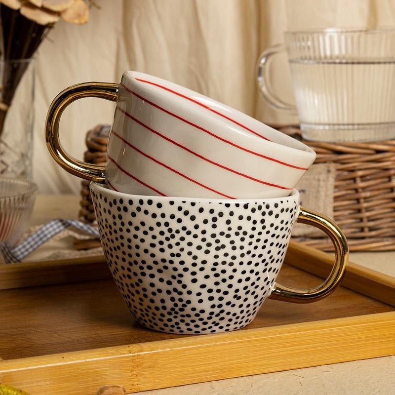 Vintage Ceramic Coffee Mugs with Gold Handle, Modern Hand-Painted Tea Cups Set – Vintage Ceramic Coffee Mugs and Vintage Mugs price