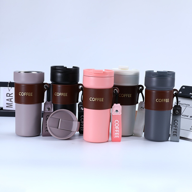 New Customized Double Wall Insulated Stainless Steel Double-Layer Thermo Water Bottle Thermal Mug Travel Tumbler Vacuum Flask Cup with Handle Bounce Lid – Vacuum Cup and Coffee Cup price