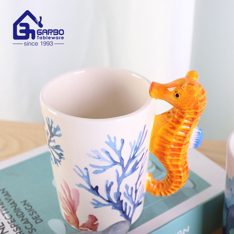 Promotion Gift Coffee Mug Coupe Souvenir Ceramic Dolomite Drinking Mug with Sea Animal Handle – Ceramic Mug and Ceramic Dolomite Drinking Mug price