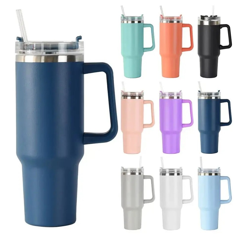 Wholesale 40oz Vacuum Tumbler Powder Coated Double Wall Vacuum Insulated Stainless Steel Travel Tumbler with Handle and Straw – Stainless Steel Travel Tumbler and Travel Tumbler price