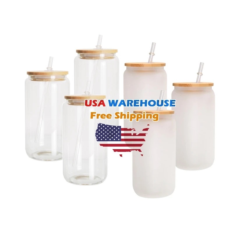 Wholesale Cold Beverage Juice Cups 16oz Frosted Glass Cup with Bamboo Lids and Straw Hot Iced Coffee Glass Mug – Glass Cup and Straw Cup price