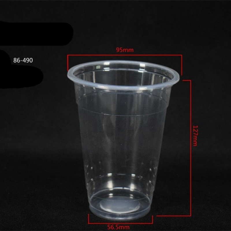 500ml Custom Printed Clear PP Transparent Disposable Plastic Cup with Lid Boba Bubble Milk Tea Cup – Disposable Cups and Drinking Cups price