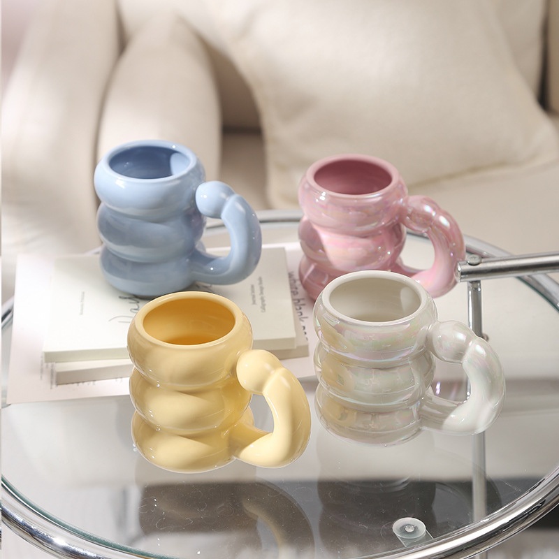 Creative Macaron Color Ceramic Mug Personality Water Cup Cute Breakfast Milk Couple Cup Mug – Ceramic Mug and Mugs Ceramic price