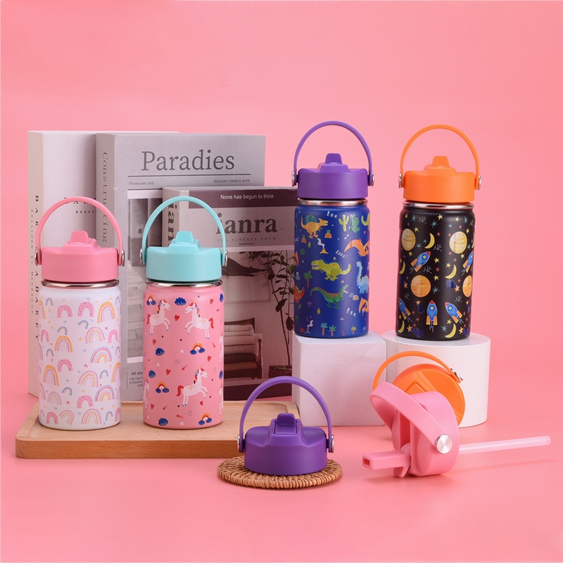 Double Wall Insulated Stainless Steel Tumbler for Kids 12oz Cartoon Flip-Top Thermal Water Bottle Back to School Essential – Vacuum Tumbler and Childrens Bottle price