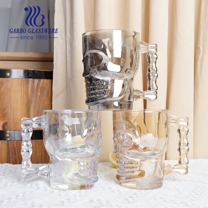 Hot Selling Customized Garbo 18oz Amber Ion Plating Big Skull Cup Glass Mug Dringware for Beer – Glass Tumbler and Embossed Glass Tumbler price