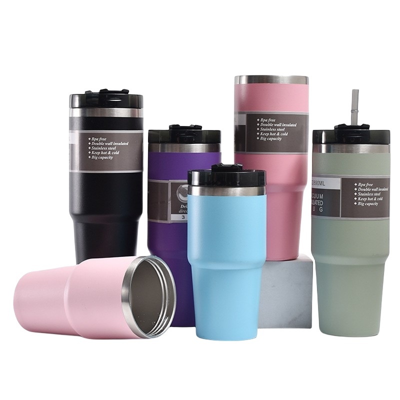 Promotion Gift 20oz 30oz Vacuum Metal Mug Double Wall Car Coffee Cup Insulated 304 Stainless Steel Straw Tumbler with Lid – Vacuum Metal Mug and Car Coffee Cup price