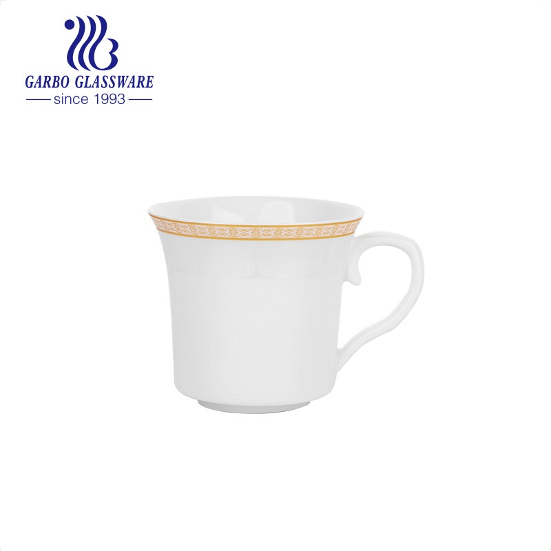 High Quality New Bone China Tea Mug Porcelain Latte Coffee Drinking Mugs Ceramic Cup with Golden Print – Ceramic Mug and Stoneware Water Drinking Mug price