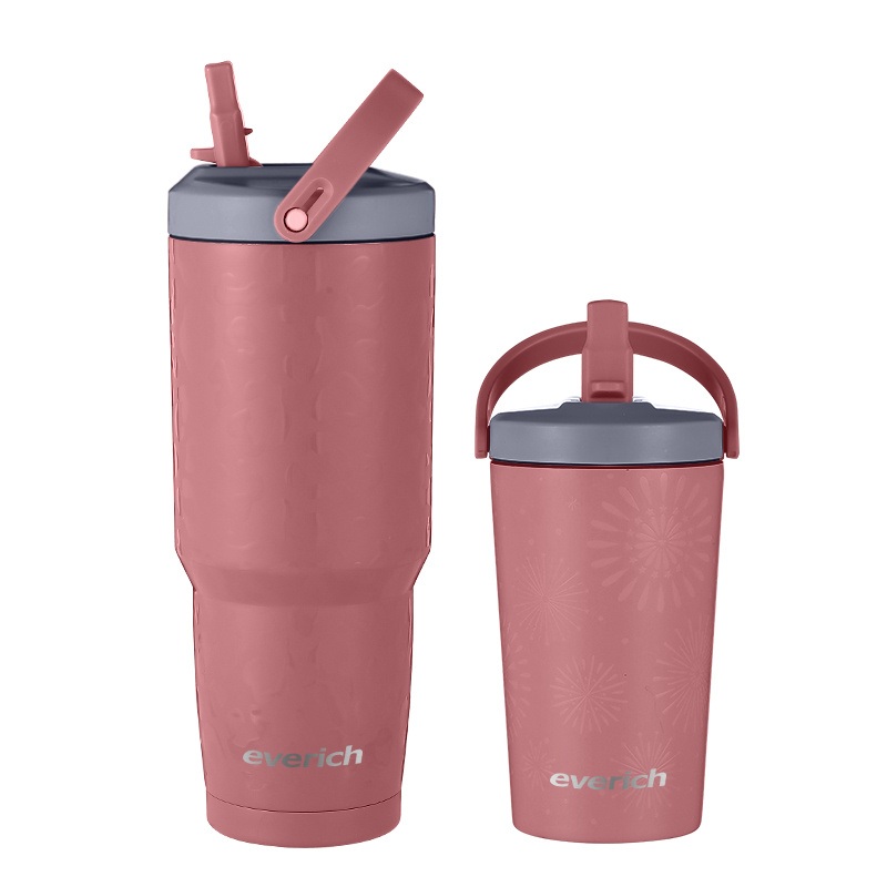 New Design Everich ODM Custom Logo and Color Double Wall Insulated Vacuum 30oz Tumbler with Plastic Handle and Straw Lid – Double Wall Stainless Steel and Vacuum Insulated Tumbler price