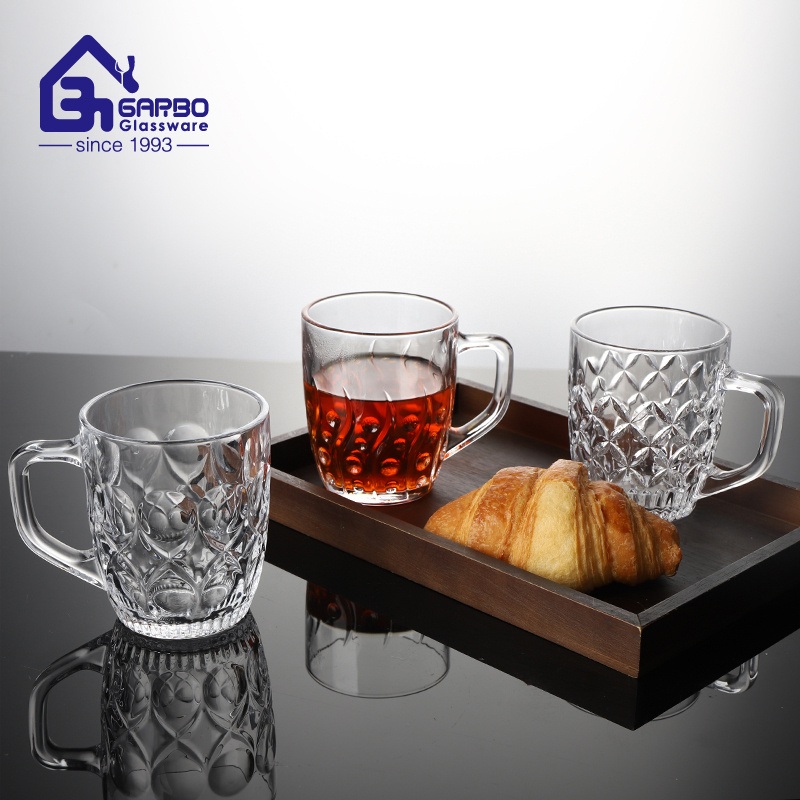 New Design of 370ml Glass Mug with Different Pattern for Sale – Glass Beer Mug and Glass Stein price