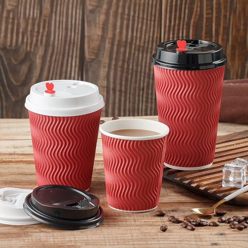 Take Away Disposable Custom Printed 8oz 10oz 12oz 16oz 20oz Red Brown Kraft Coffee Ripple Cup – Paper Cup and Disposable Cup price