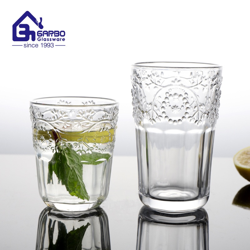 10oz 290ml New Engraved Design Glass Water Cup Tumbler Factory Wholesale – 16oz Glass Juice Cup and Inner Embossed Glass price