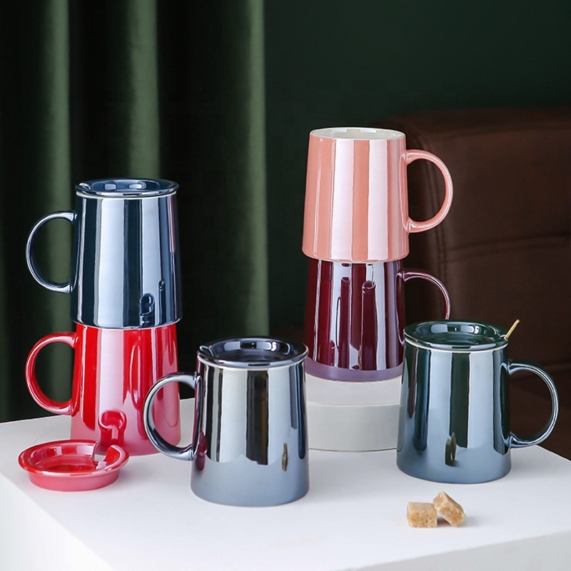 Drop Shipping Creative Nordic Ceramic Water Cup Large Capacity Mug with Lid Spoon Coffee Cup Personality Ceramic Couple Mug – Ceramic Mug and Mugs Ceramic price