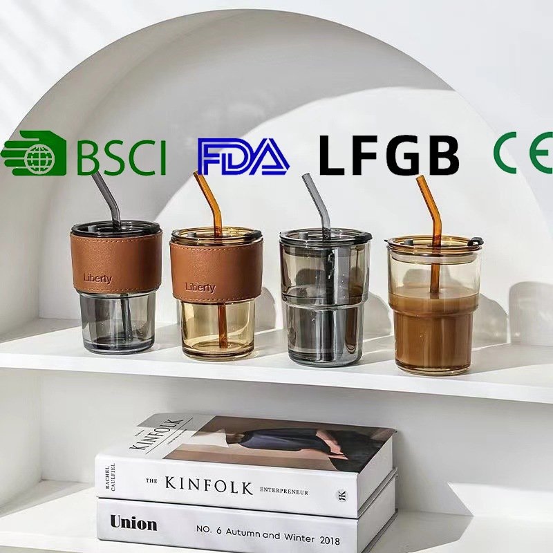 Glass Tea Coffee Cup Soda Beer Can Shaped Glass 400ml Cup Mugs with Bamboo Lid and Straw – Glass Drinking Bottle and Cup Mugs price