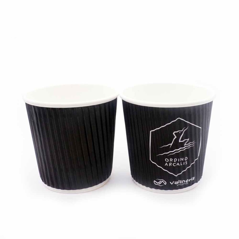 Hot Coffee Paper Cup Black Disposable Ripple Wall Gold Foil Stamping Custom Logo 8oz Packaging – Paper Cup and Disposable Paper Cup price
