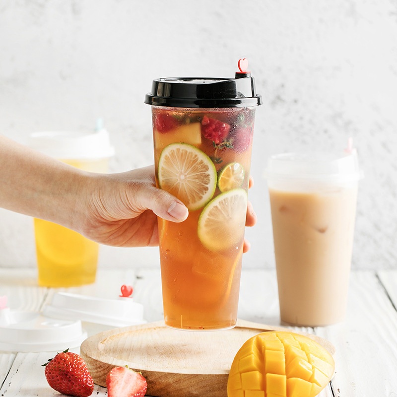 Pet Boba Cups with Dome Lids Perfect for Bubble Tea, Smoothies, and Iced Drinks – Plastic Cups and Disposable Bubble Tea Cup price