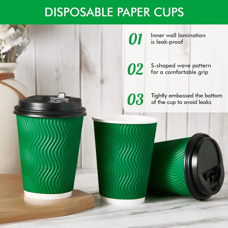 Ripple Wall Paper Cup Paper Custom Logo Printed Disposable 8oz 12oz 16oz Double Ripple Wall Paper Cup – Disposable Paper Cup and Coffee Cup price