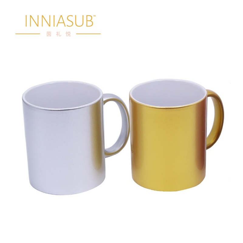 Sublimation Golden and Sliver Color Mug Round Handle Drinkware Ceramic Promotion Mug – Porcelain Mug and Golden Color Mug price