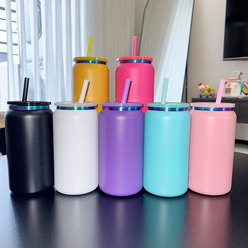 UV Dtf Laser Engrave 16oz Powder Coated Rainbow Golden Plated Stainless Steel Tumblers Beer Mason Jar Cans Coffee Mug Tumbler – Coffee Tumbler Beer Mug and Stainless Steel Tumbler UV Dtf price