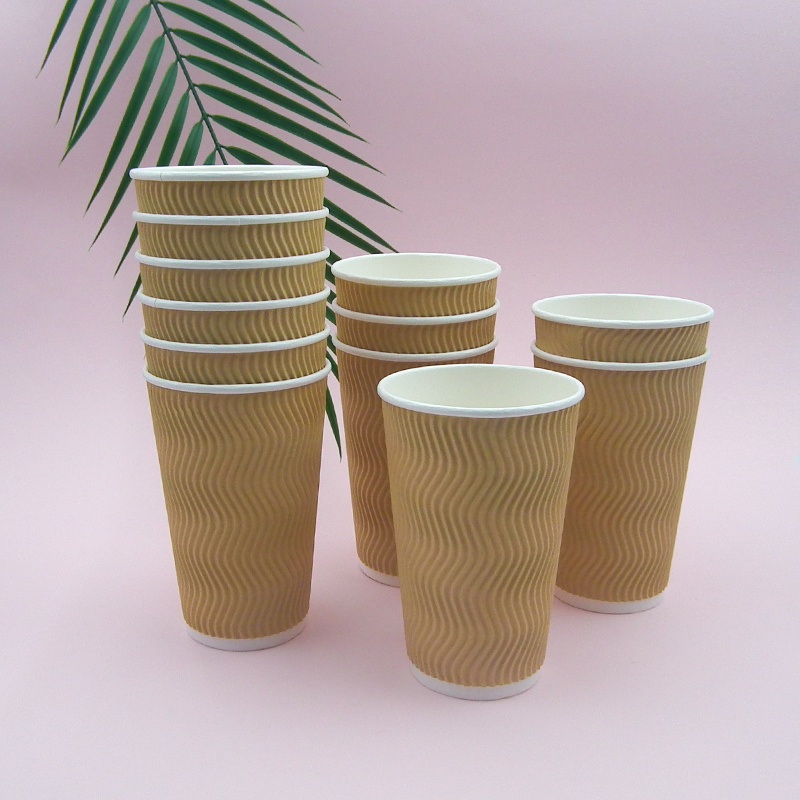 Wm1020 PLA 16oz Corrugated Paper Cup China Good Manufacturer Ripple White Personalized Paper Coffee Cups with Lids – Coffee Paper Cup and Disposable Paper Cup price