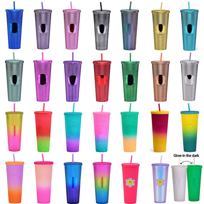 24oz Electroplate Studded Tumbler with Lid and Straw Stocked Double Wall Plastic Studded Tumbler Custom Cup – 24oz Electroplate Studded Tumbler and Tumbler with Lid and Straw price