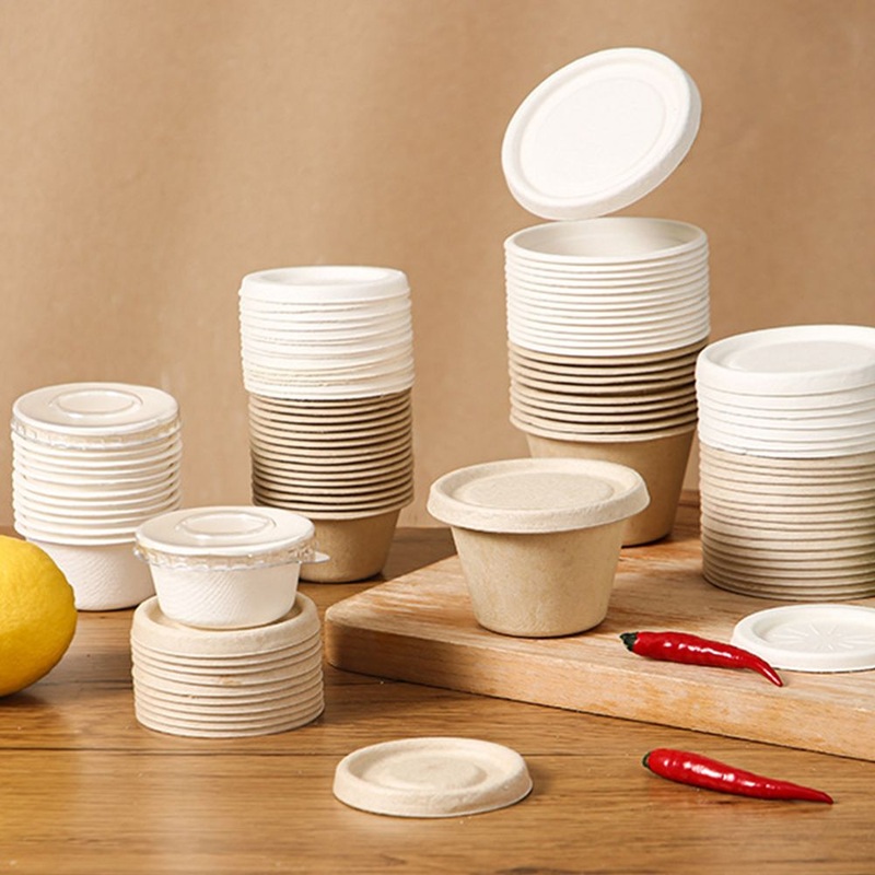 2oz 60ml Compostable Biodegradable Disposable Sugarcane Bagasse Sauce Cup with Lid – Sugarcane Cup and Sugarcane Coffee Cups price