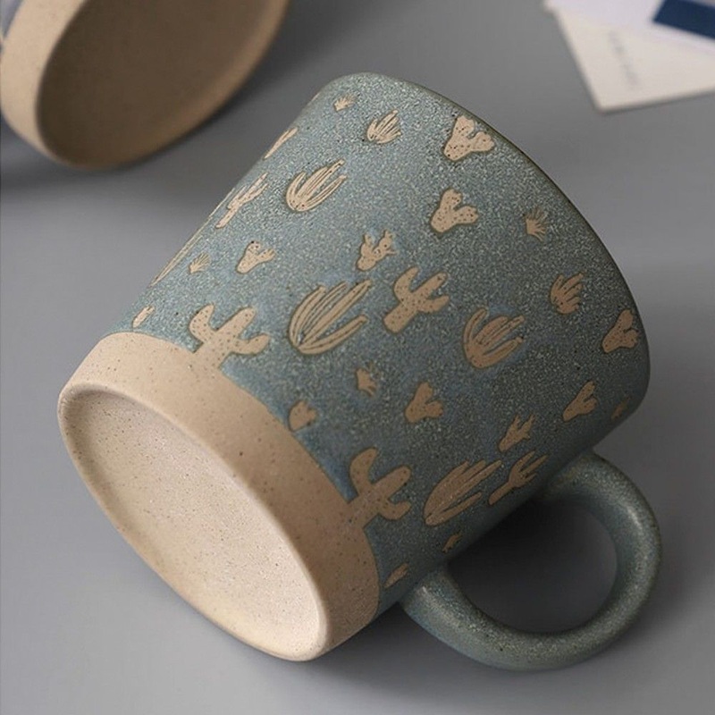 Blue White Creative Double-Layer Insulated High-Temperature Ceramic Large Capacity Cup with Lid Personalized Coffee Latte Mug – Ceramic Mug and Mugs Ceramic price