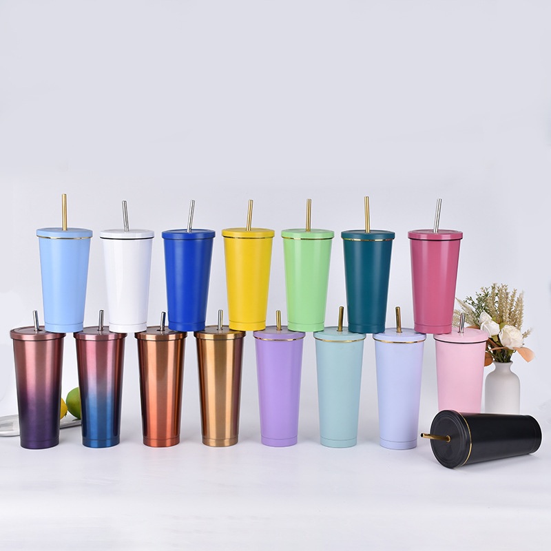 Bulk Matte Black Tumbler 16oz Insulation Straw Tumbler Mug Reusable Double Wall Stainless Steel Tumbler Cup with Straw and Lid – Vacuum Cup and Coffee Cup price