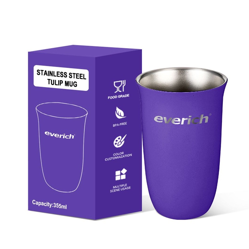 Everich 355ml Wide Mouth Stainless Steel Coffee Mug Cups Tulip Design – Stainless Steel Mug and Coffee Mug price