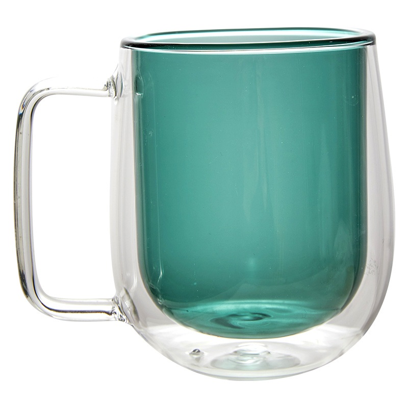 Heat-Insulated Glassware High Borosilicate Double Wall Glass Cup Juice Colored Glass Mug with Handle – Pink Glass Cup and Espresso Glasses price
