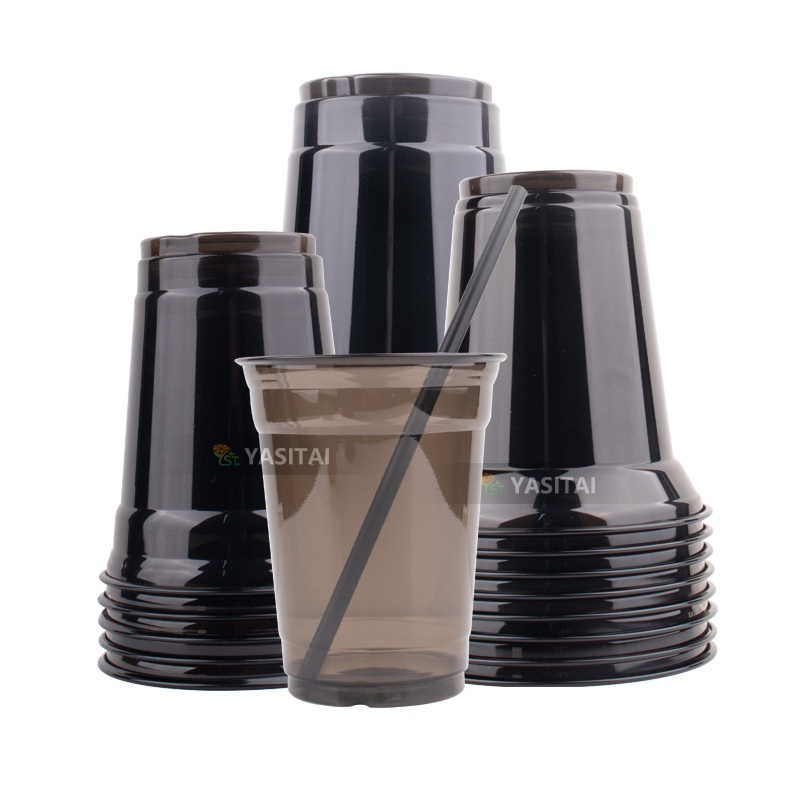 Pet Colorful Disposable Clear Black Fast Delivery Cup for Boba Tea Smoothie Christmas Using – Plastic Cups for Juice and Plastic Cups for Beer price