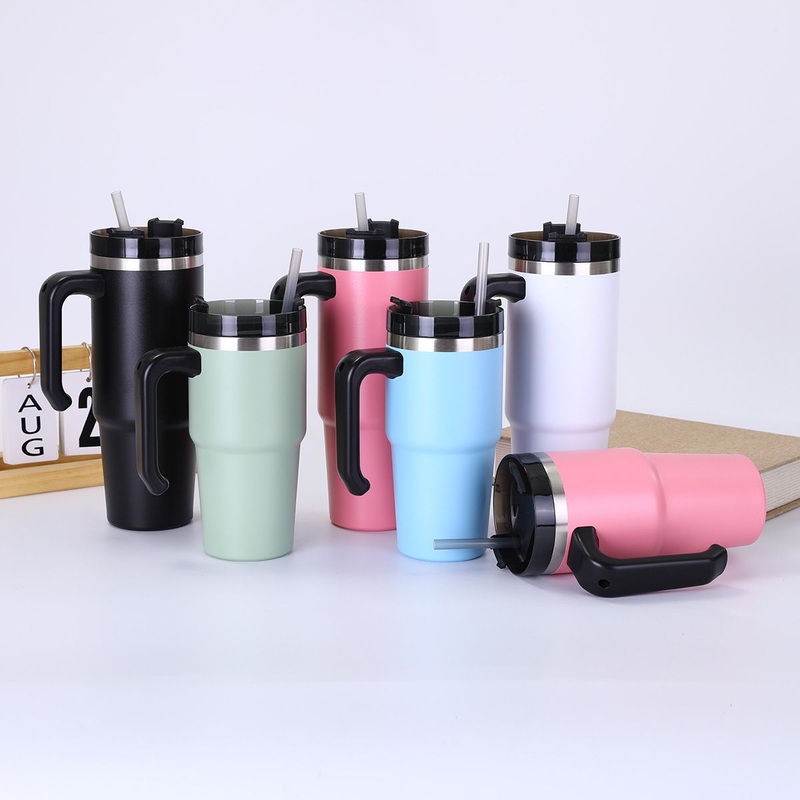 Solid Color Stainless Steel Insulated Cup with Handle Straw – Vacuum Flask and Vacuum Cup price