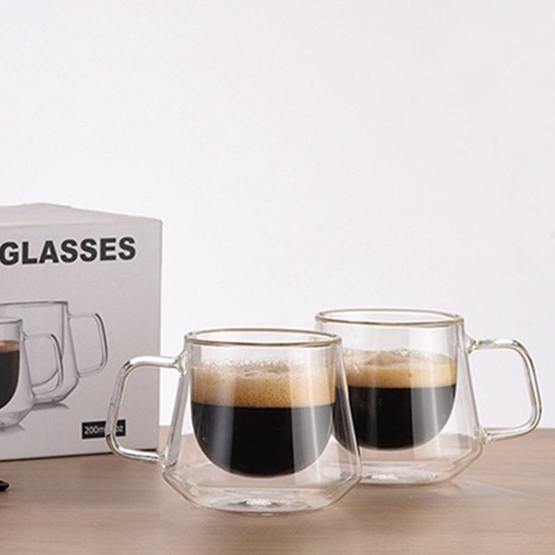 Two Layers Borosilicate Glass Espresso Mug Latte Mug Glass Coffee Tea Drink Cups – Glass Cup and Glass Mug price