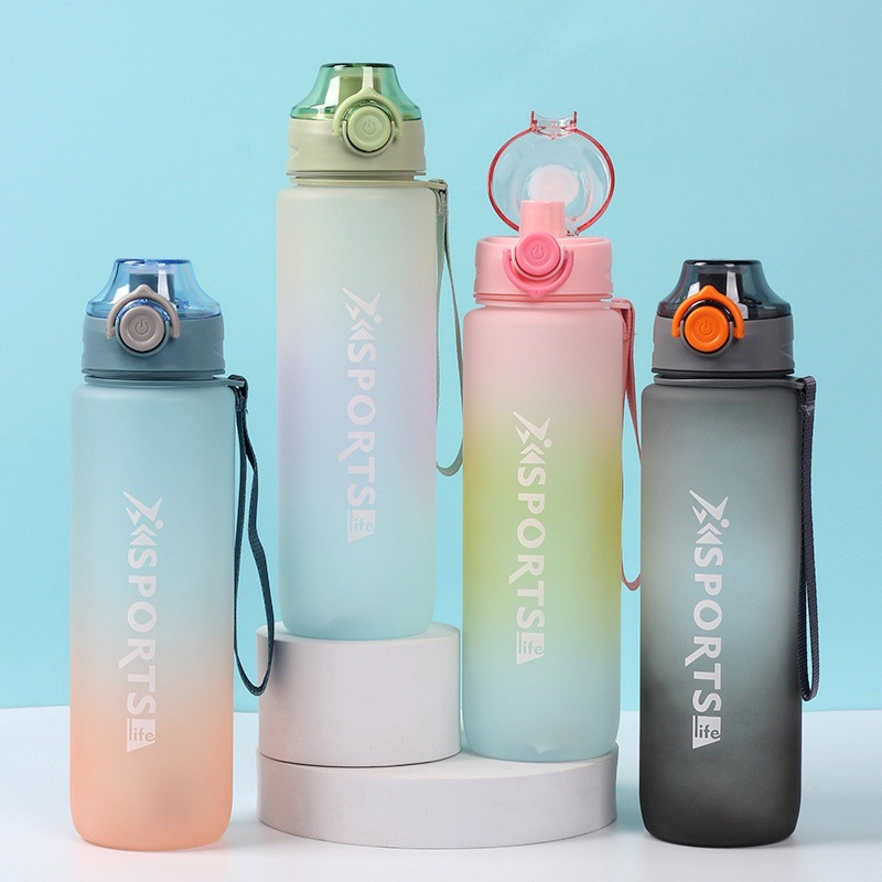 Customized Wholeseller Outdoor Sports Yoga Student Portable Cup Large Capacity Plastic Ombre Colorful Frosted Colour Space Water Bottle – Plastic Water Bottle and Outdoor Sports Bottle price