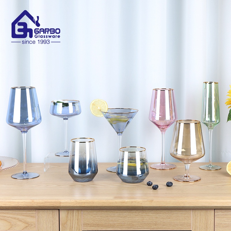 Luxury Handmade Wine Martini Glass Goblet with Ionplating and Spray Color – Glass Goblet and Spray Color Goblet price