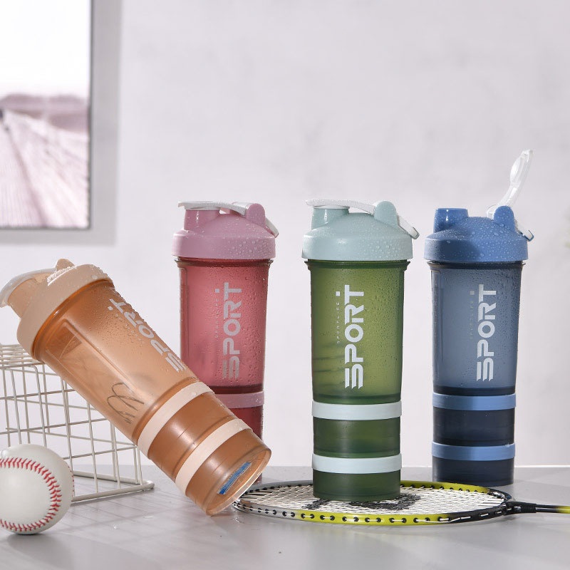 Protein Shaker Bottle Portable Supplement Mixer Cup with Powder Storage for Running Cycling Fitness – Mixer Cup and Shake Bottle price