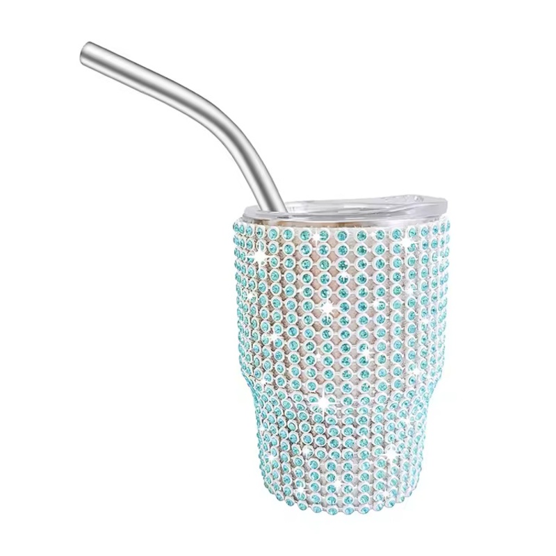 Rhinestone Tumbler Studded Bling Diamond 2oz Cute Cup Double Wall Insulated Stainless Steel Water Bottle with Lid and Straw – Portable Car Cup and Vacuum Cup price