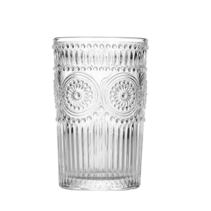 Water Glass Cup Milk Tea Embossed Glass Cup – Glass Cup and Glass Bottle price