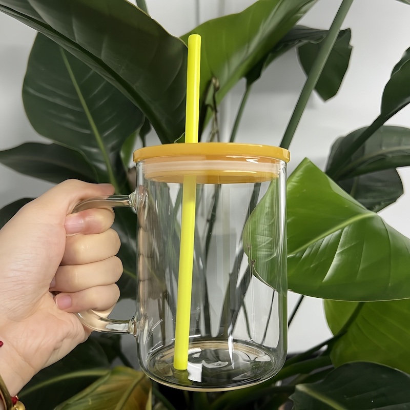 Wholesale Bulk 17oz Blank Sublimation Clear Mugs Cup Sublimation High Borosilicate Glass Iced Coffee Mug with Handle – 17oz Clear Sublimation Glass Coffee Mug and 17oz Blank Sublimation Mug price