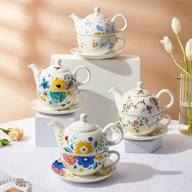 Wholesale Customized Design High Quality Teapot and Cup Beautiful Pattern Ceramic Tea for One Set Holiday Gifts – Tea Pot and Tea Set price